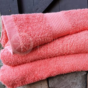 Cotton terry towel coral